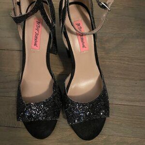 Betsy Johnson High Heel Black Glitter Sandals